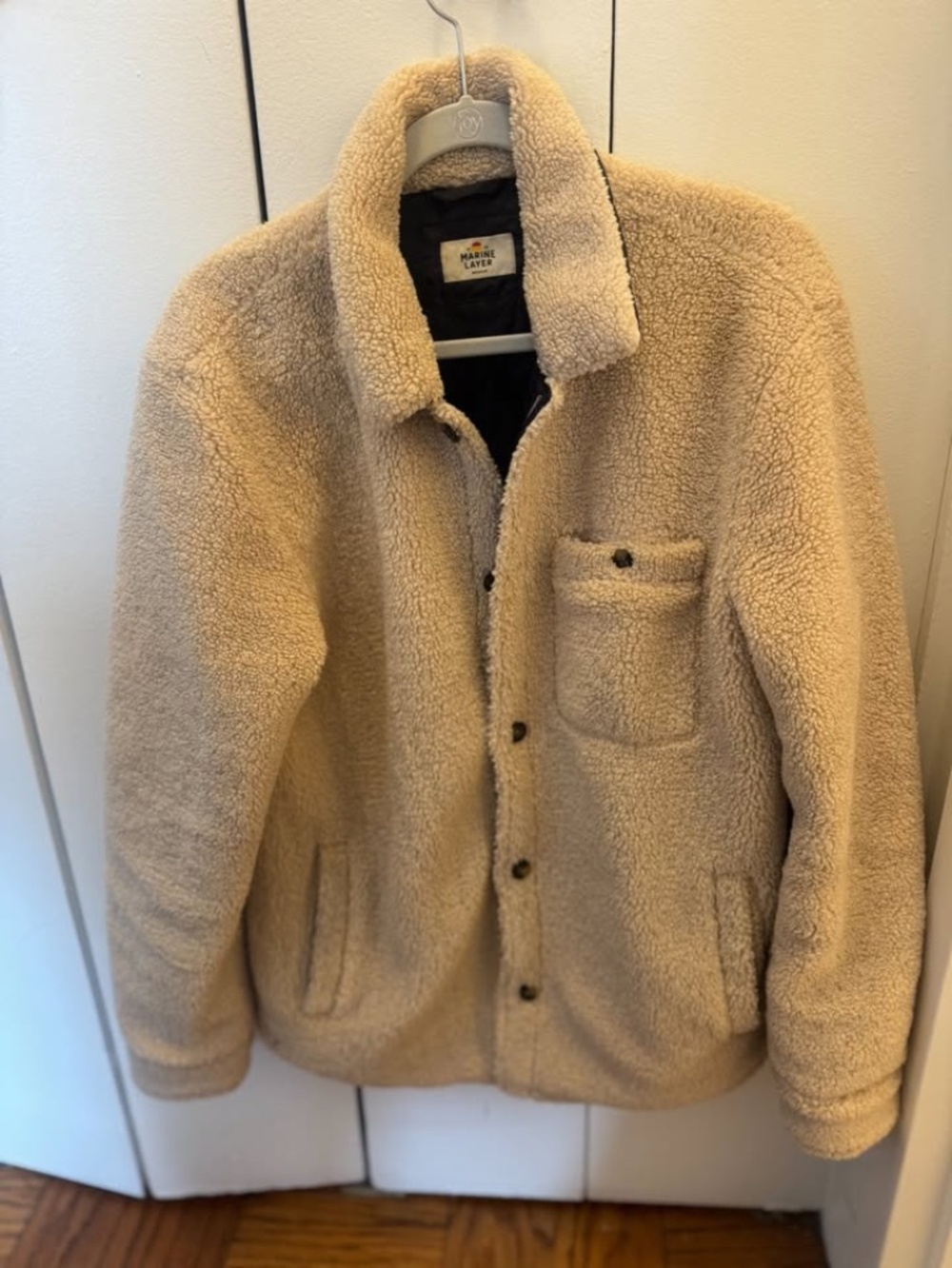 Marine Layer Sherpa Button Up Overshirt Natural Size M